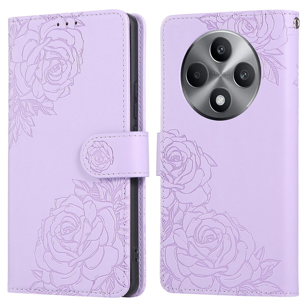 Oppo Reno12 F 5G / 4G-skal i roséfärgat PU-läder med plånbok och 3 kortfack