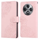 Oppo Reno12 F 5G / 4G-skal i roséfärgat PU-läder med plånbok och 3 kortfack