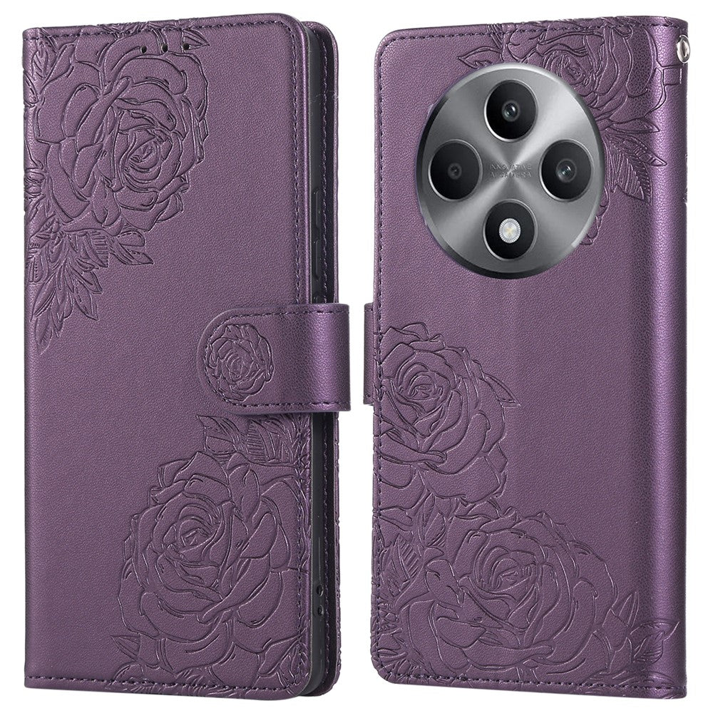 Oppo Reno12 F 5G / 4G-skal i roséfärgat PU-läder med plånbok och 3 kortfack