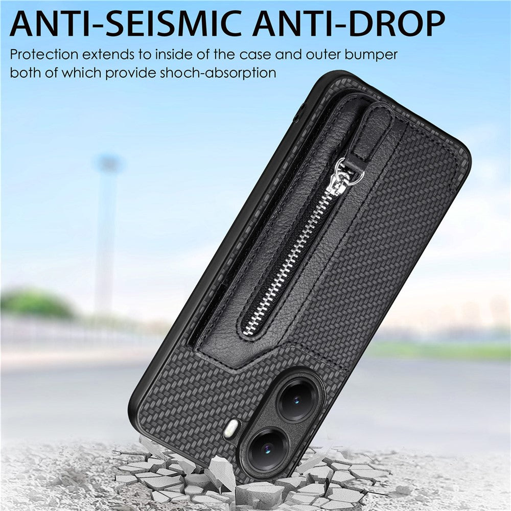 For Xiaomi Poco X7 Pro 5G / Xiaomi Redmi Turbo 4 5G Case Leather+PC+TPU Zipper Wallet Phone Cover