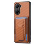 For Xiaomi Redmi Turbo 4 5G / Xiaomi Poco X7 Pro 5G Case with Card Holder Kickstand Fiber Pattern Leather Back Cover