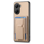 For Xiaomi Redmi Turbo 4 5G / Xiaomi Poco X7 Pro 5G Case with Card Holder Kickstand Fiber Pattern Leather Back Cover