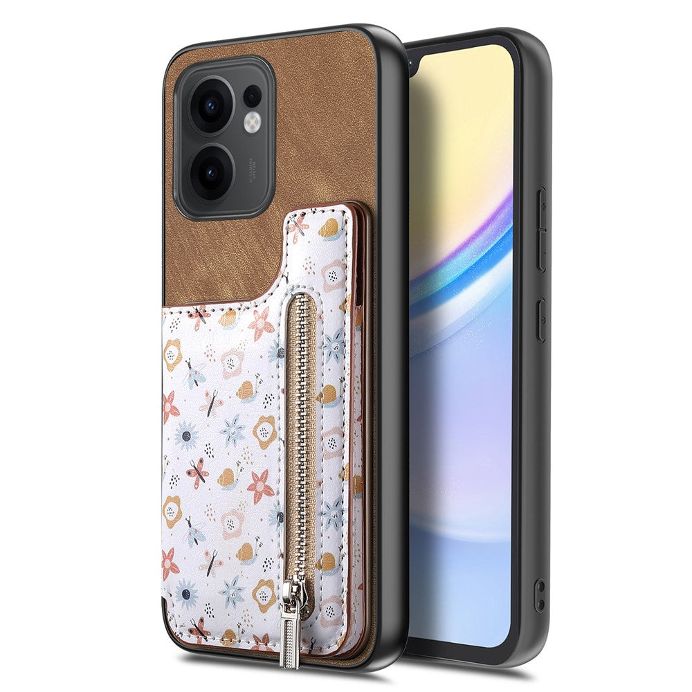 For Oppo Reno13 F 5G (Reno 13 FS 5G) / 4G Leather Phone Cover with RFID Blocking Zipper Card Bag Kickstand