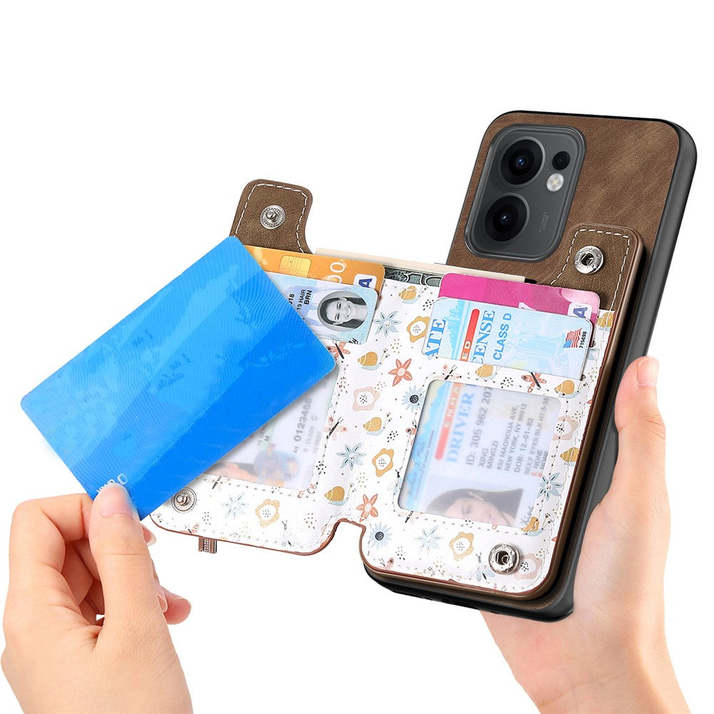 For Oppo Reno13 F 5G (Reno 13 FS 5G) / 4G Leather Phone Cover with RFID Blocking Zipper Card Bag Kickstand