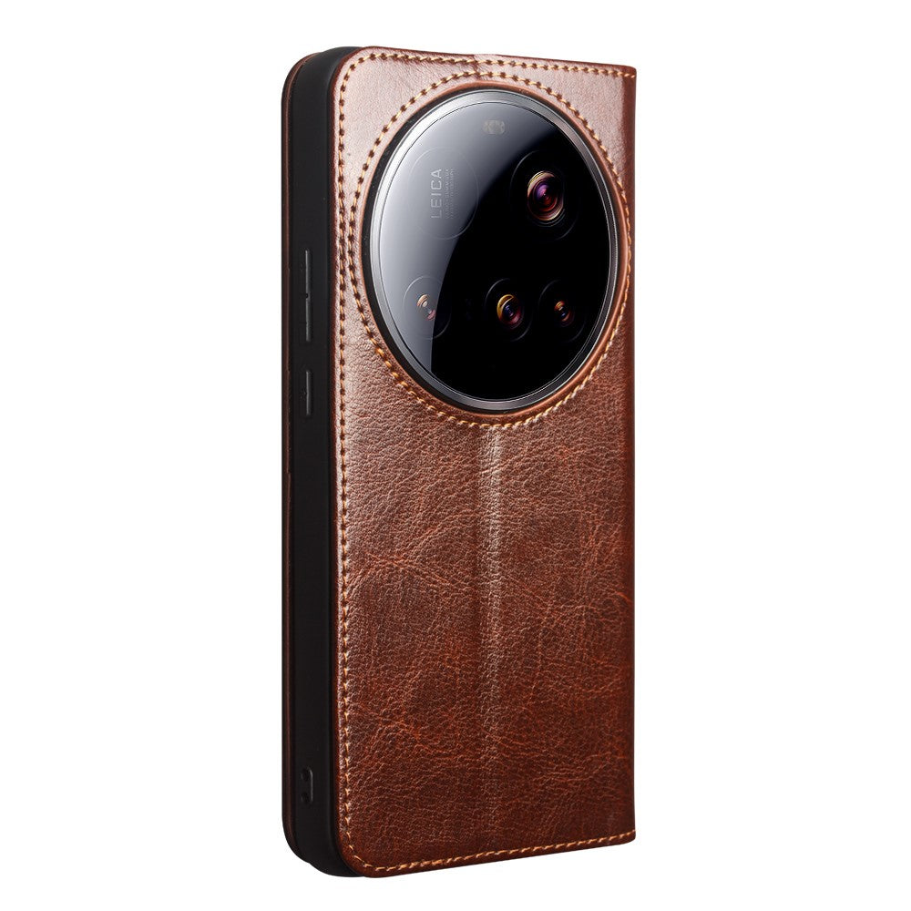 QIALINO-pungeetui i ægte læder til Xiaomi 15 Ultra