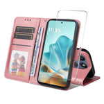 ENKAY HAT PRINCE För Motorola Edge 60 5G / 60 Fusion 5G PU-läder plånboksfodral med stativ och härdat glas