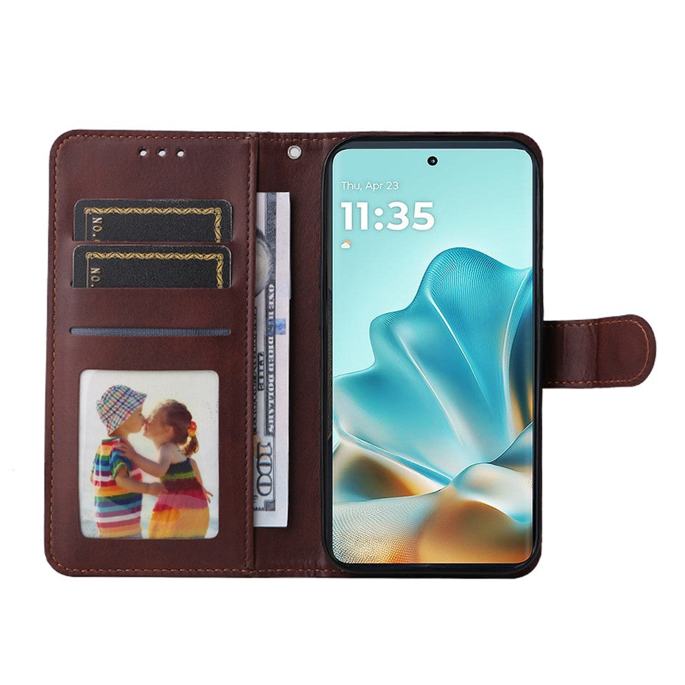 ENKAY HAT PRINCE För Motorola Edge 60 5G / 60 Fusion 5G PU-läder plånboksfodral med stativ och härdat glas