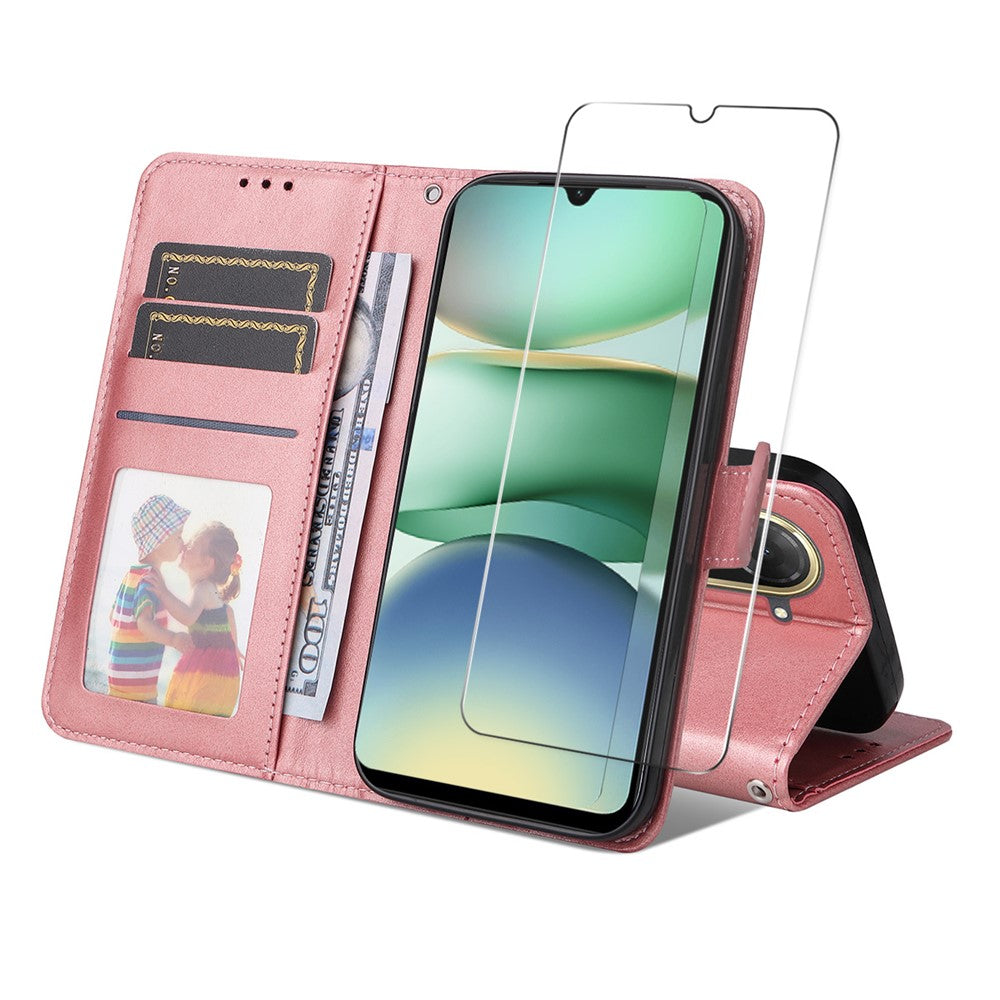 ENKAY HAT PRINCE För Xiaomi Redmi A5 NFC (EU) (173,45 mm) PU-läder plånboksfodral med stativ och härdat glas