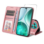 ENKAY HAT PRINCE For Honor X8c 4G PU Leather Wallet Case   Phone Stand Cover with Tempered Glass
