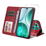 ENKAY HAT PRINCE For Honor X8c 4G PU Leather Wallet Case   Phone Stand Cover with Tempered Glass