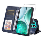 ENKAY HAT PRINCE For Honor X8c 4G PU Leather Wallet Case   Phone Stand Cover with Tempered Glass