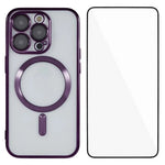 WANLONFENG For iPhone 14 Pro Max Magnetic Case Full Protection Electroplated TPU Cover with Tempered Glass