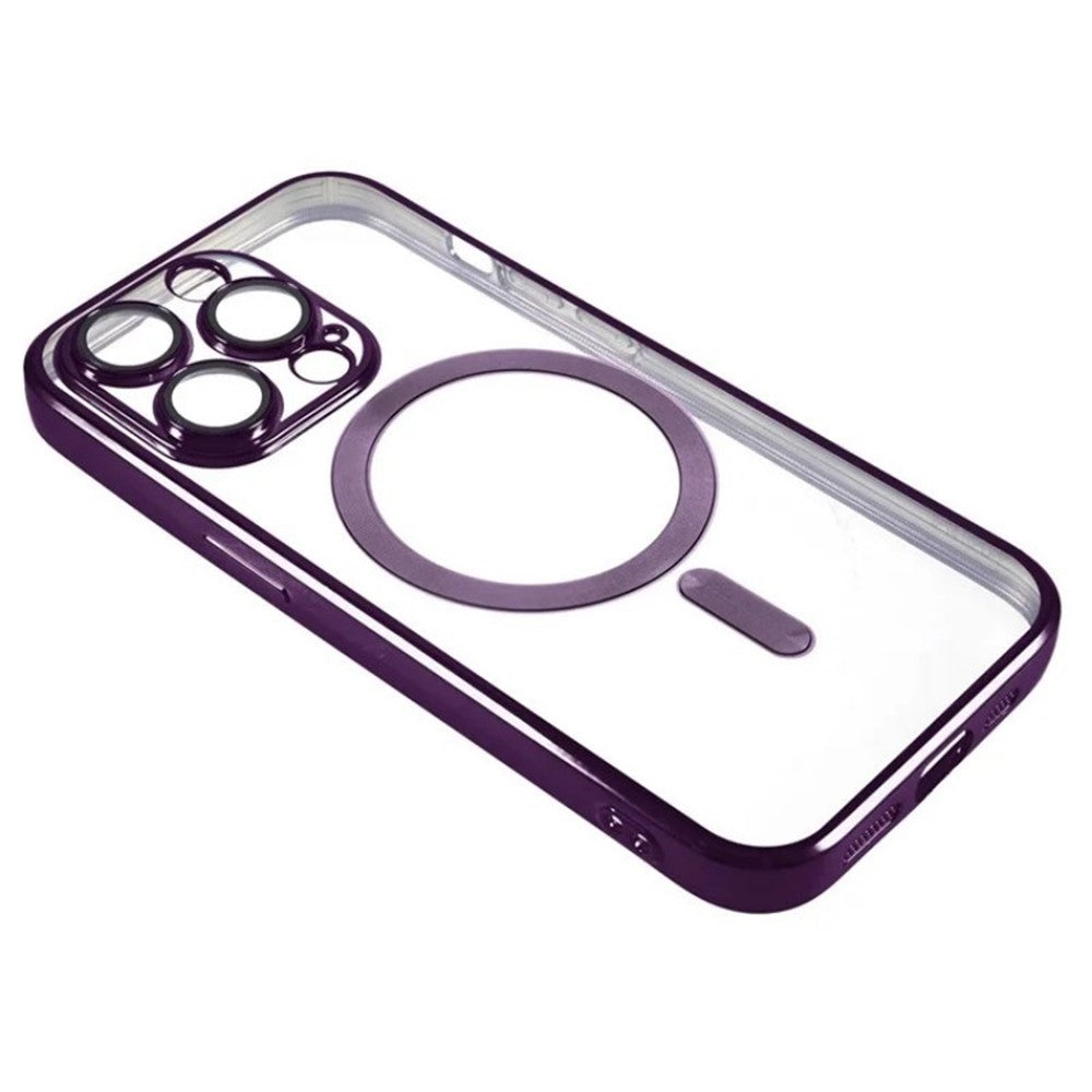 WANLONFENG For iPhone 14 Pro Max Magnetic Case Full Protection Electroplated TPU Cover with Tempered Glass