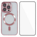 WANLONFENG For iPhone 14 Pro Max Magnetic Case Full Protection Electroplated TPU Cover with Tempered Glass