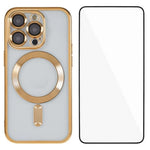 WANLONFENG For iPhone 14 Pro Max Magnetic Case Full Protection Electroplated TPU Cover with Tempered Glass