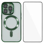 WANLONFENG For iPhone 11 Pro Magnetic Case Full Protection Electroplated TPU Cover with Tempered Glass