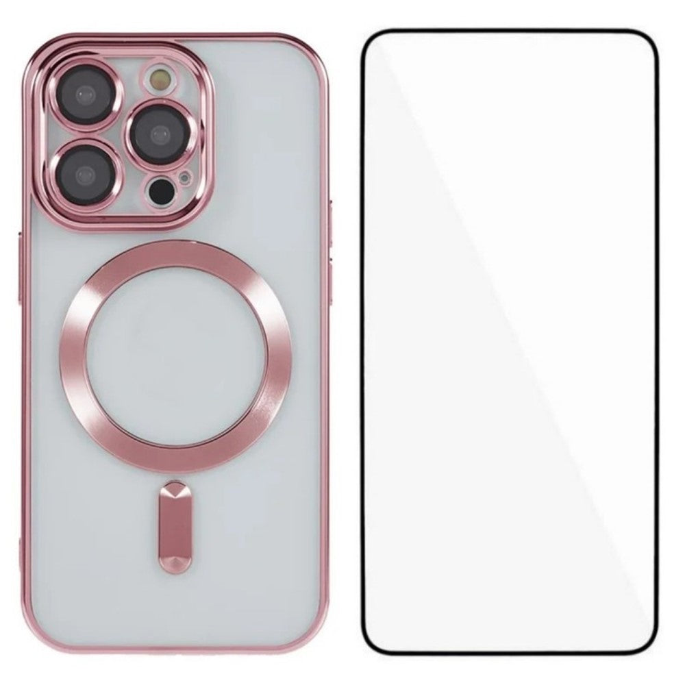 WANLONFENG For iPhone 12 Pro 6.1 inch Magnetic Case  Full Protection Electroplated TPU Cover with Tempered Glass