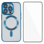 WANLONFENG For iPhone 12 Pro 6.1 inch Magnetic Case  Full Protection Electroplated TPU Cover with Tempered Glass