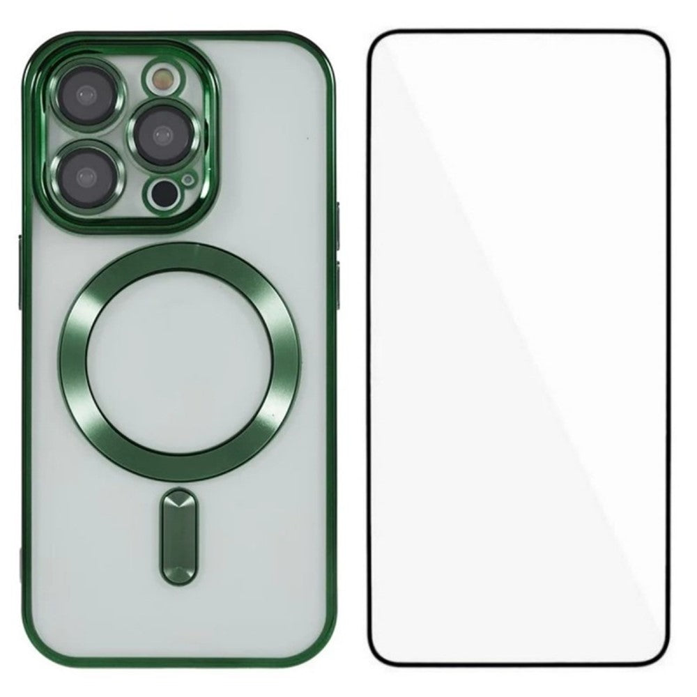 WANLONFENG For iPhone 12 Pro 6.1 inch Magnetic Case  Full Protection Electroplated TPU Cover with Tempered Glass