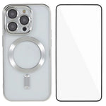 WANLONFENG For iPhone 12 Pro 6.1 inch Magnetic Case  Full Protection Electroplated TPU Cover with Tempered Glass