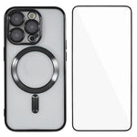 WANLONFENG til iPhone 13 Pro 6.1 tommer magnetisk etui Fuld beskyttelse elektrobelagt TPU-cover med hærdet glas