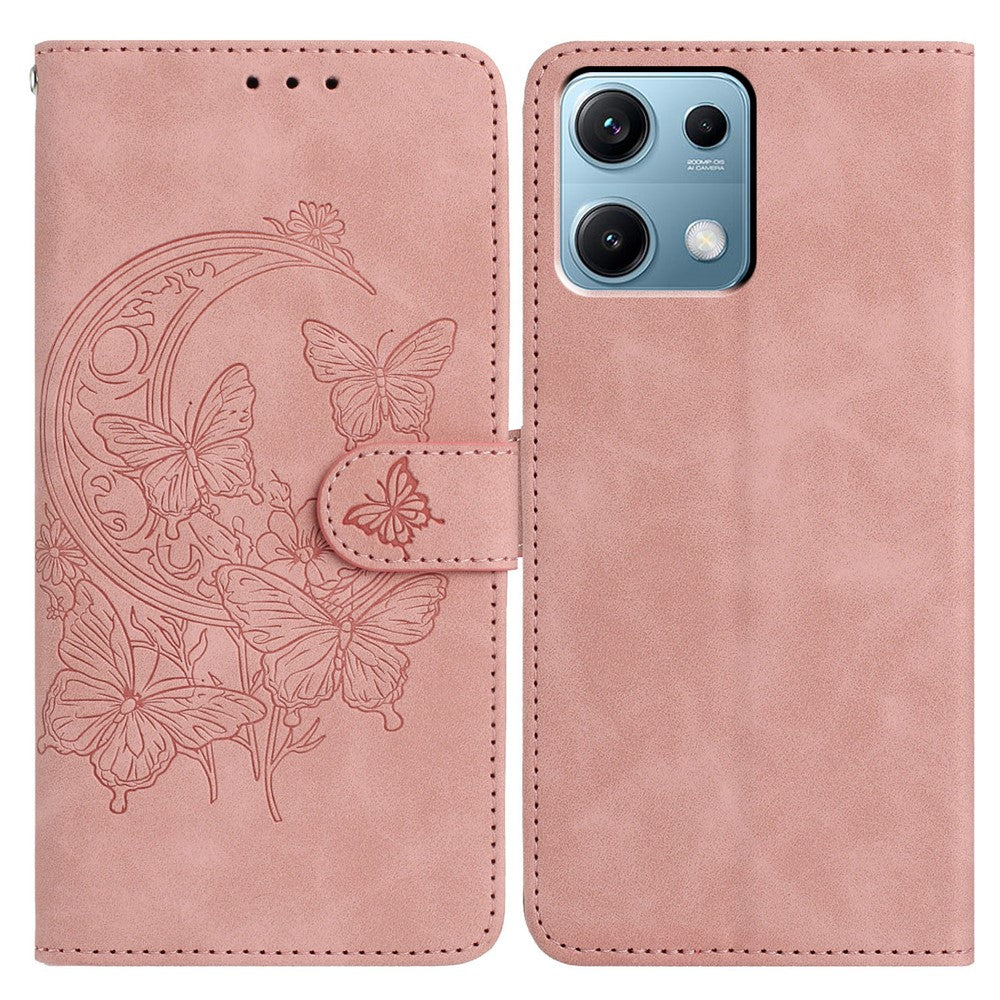 For Xiaomi Redmi Note 14S 4G Case Butterfly Flower Imprinted PU Leather Wallet Stand Phone Cover