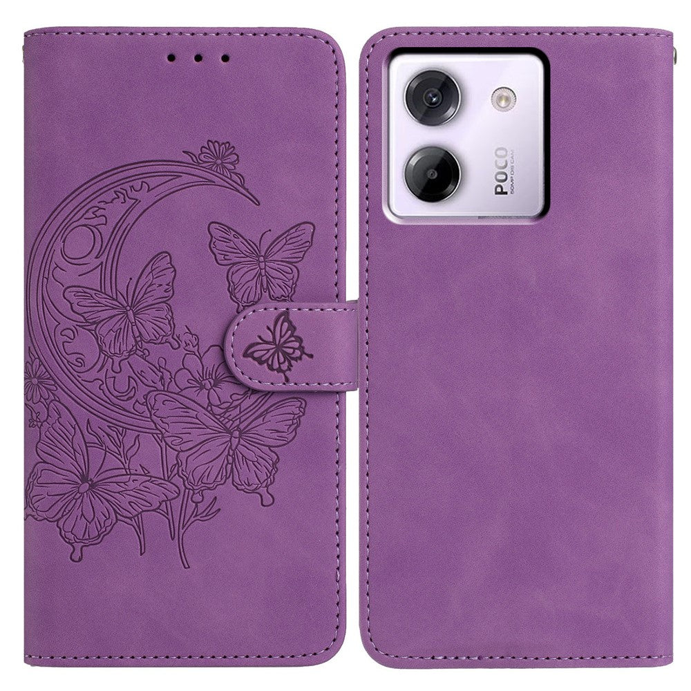 For Xiaomi Poco M7 Pro 5G Case Butterfly Flower Imprinted PU Leather Wallet Stand Phone Cover