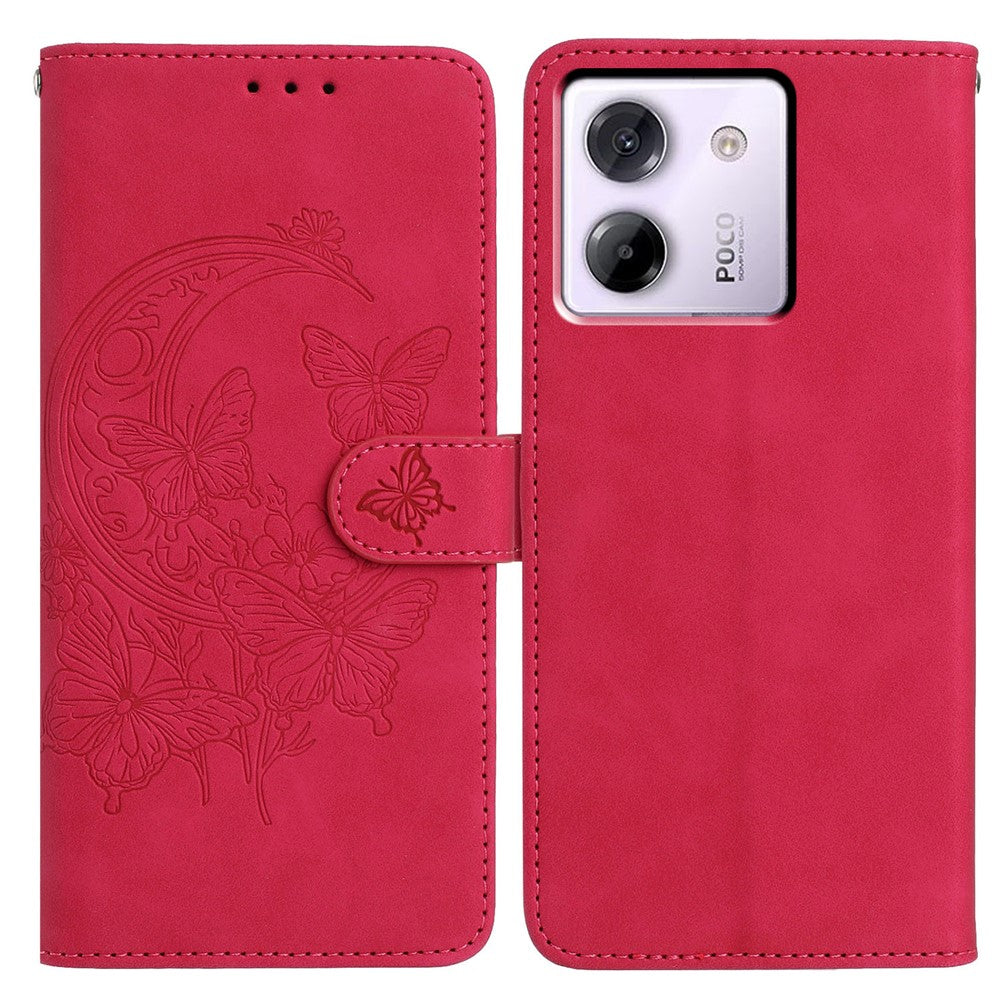 For Xiaomi Poco M7 Pro 5G Case Butterfly Flower Imprinted PU Leather Wallet Stand Phone Cover