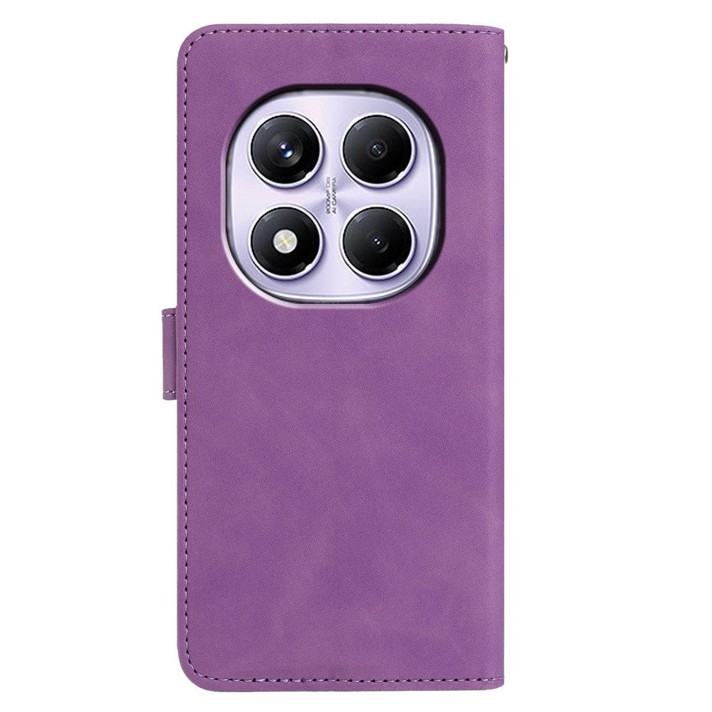 Xiaomi Redmi Note 14 Pro 4G-skal med fjärilsblomma, PU-läder, plånboksfodral, stativ