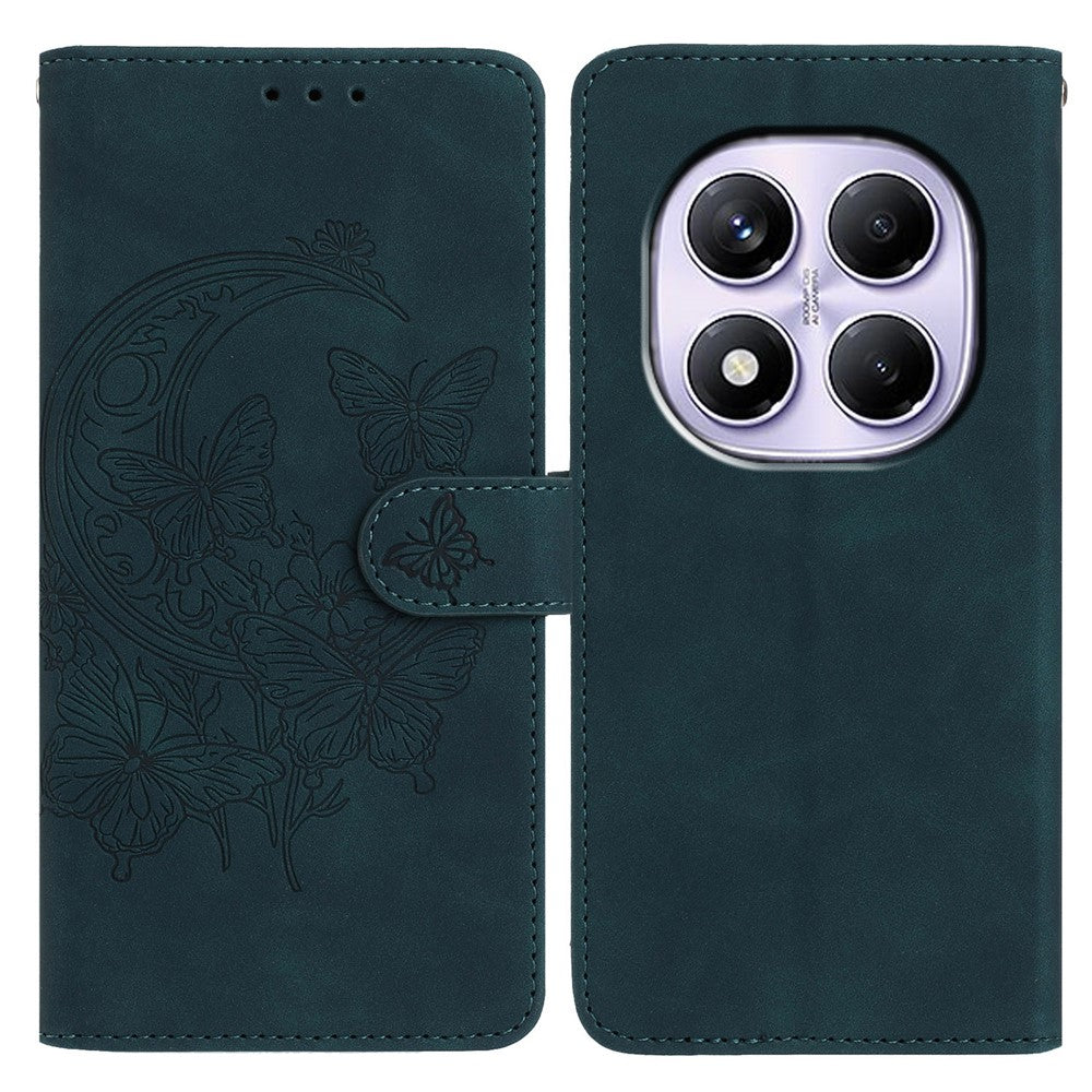 Xiaomi Redmi Note 14 Pro 4G-skal med fjärilsblomma, PU-läder, plånboksfodral, stativ