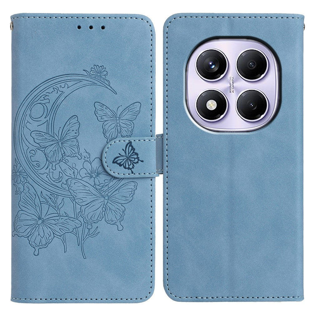 Xiaomi Redmi Note 14 Pro 4G-skal med fjärilsblomma, PU-läder, plånboksfodral, stativ