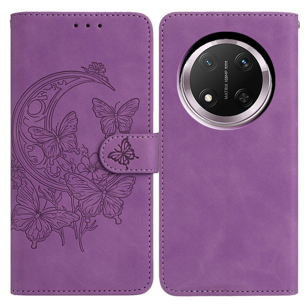 PU Leather Case For Honor Magic7 Lite 5G  /  X9c 5G  /  X60 Pro 5G Butterfly Flower Imprinted Wallet Stand Phone Cover