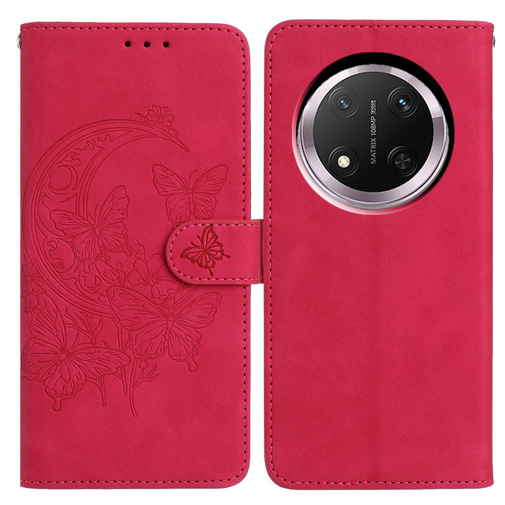 PU Leather Case For Honor Magic7 Lite 5G  /  X9c 5G  /  X60 Pro 5G Butterfly Flower Imprinted Wallet Stand Phone Cover