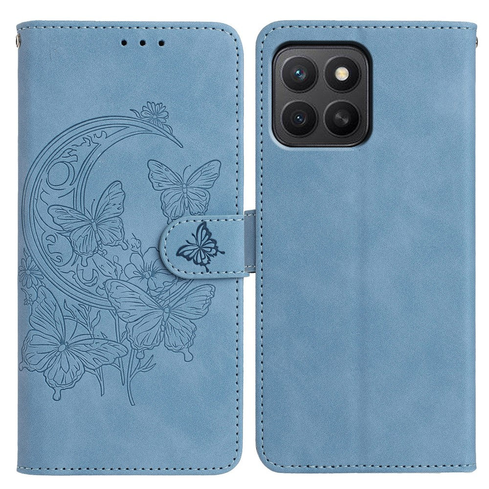 For Honor X8c 4G  /  X8b 4G Case Butterfly Flower Imprinted PU Leather Wallet Stand Phone Cover
