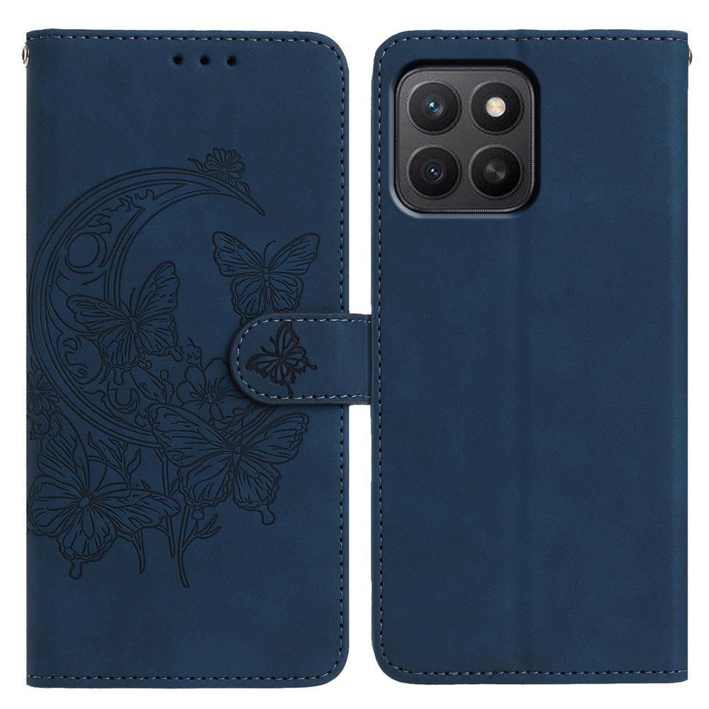 For Honor X8c 4G  /  X8b 4G Case Butterfly Flower Imprinted PU Leather Wallet Stand Phone Cover