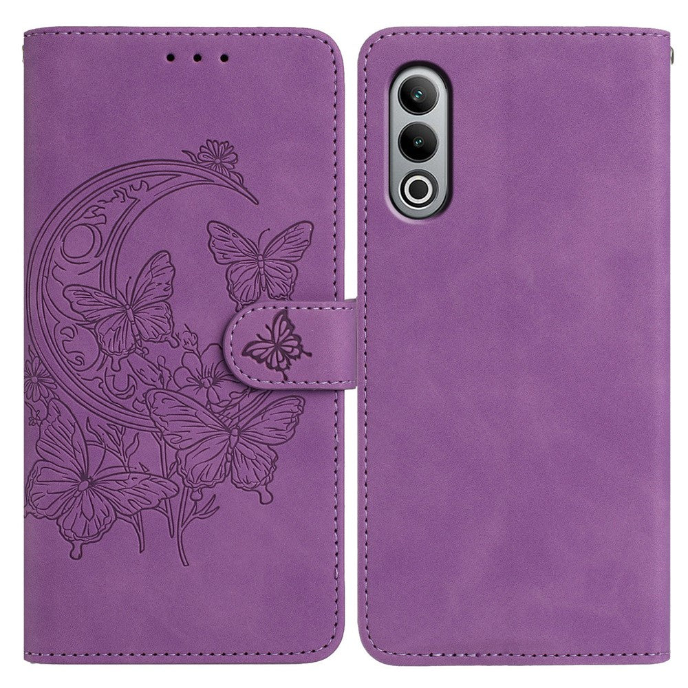 OnePlus Nord CE4 5G-skal med fjärilsblomma i PU-läder, plånboksfodral med stativ