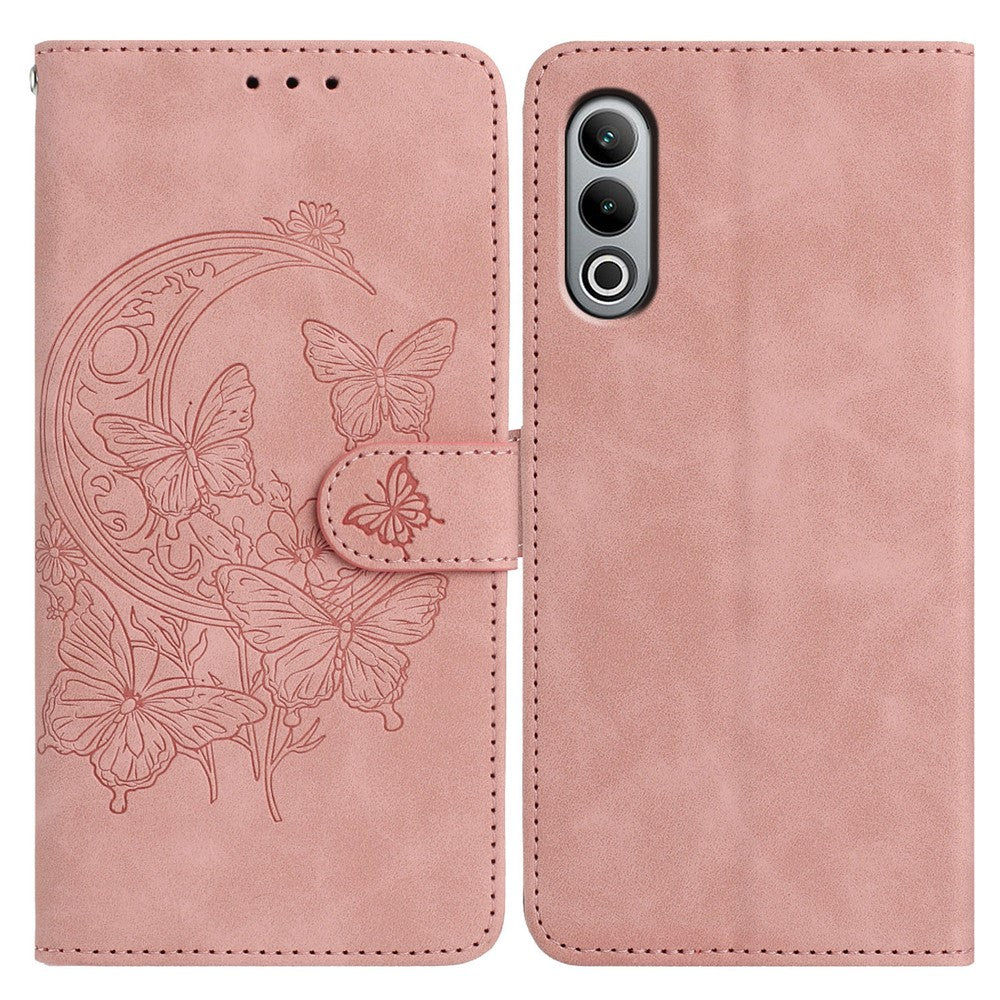 OnePlus Nord CE4 5G-skal med fjärilsblomma i PU-läder, plånboksfodral med stativ
