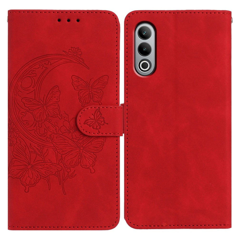 OnePlus Nord CE4 5G-skal med fjärilsblomma i PU-läder, plånboksfodral med stativ