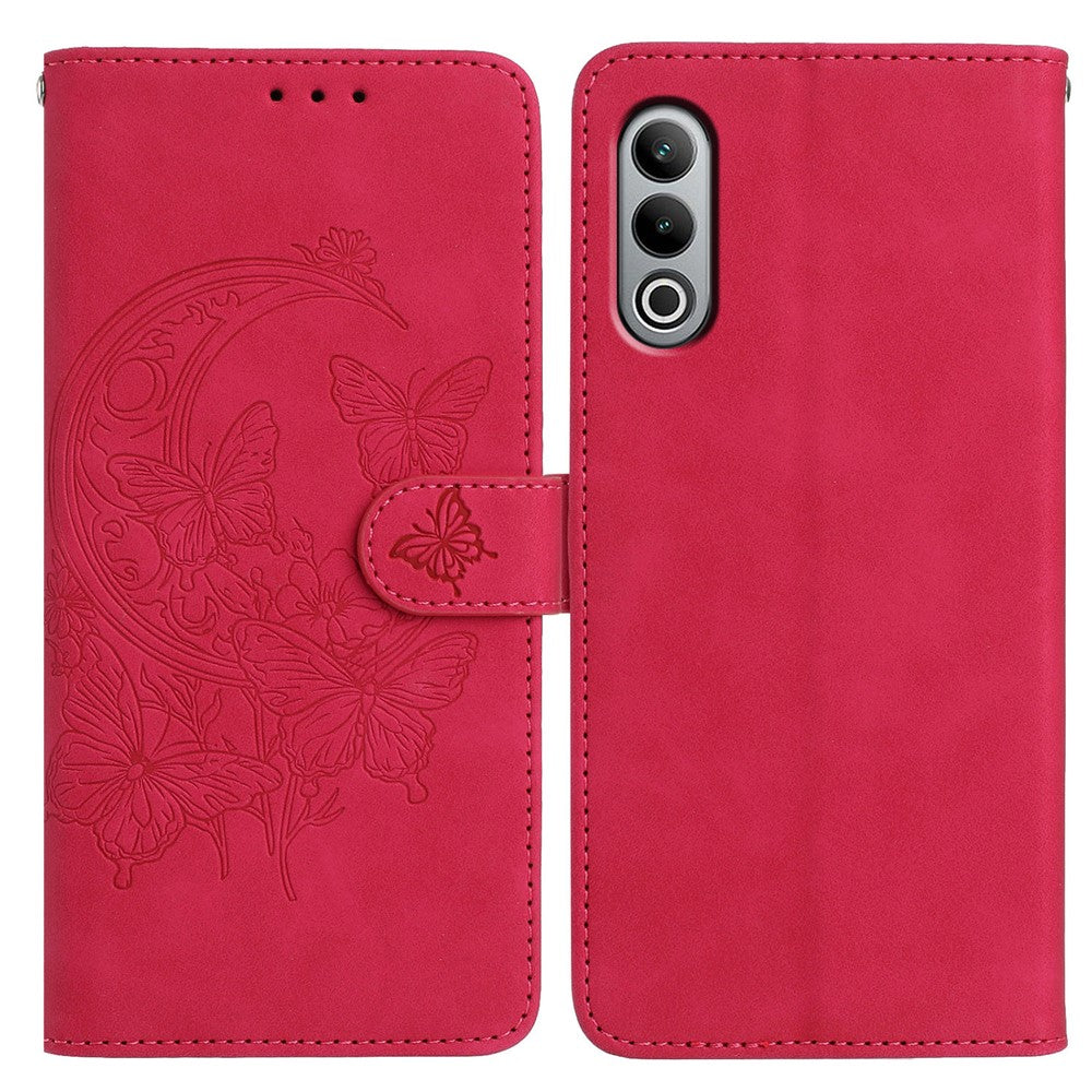 OnePlus Nord CE4 5G-skal med fjärilsblomma i PU-läder, plånboksfodral med stativ
