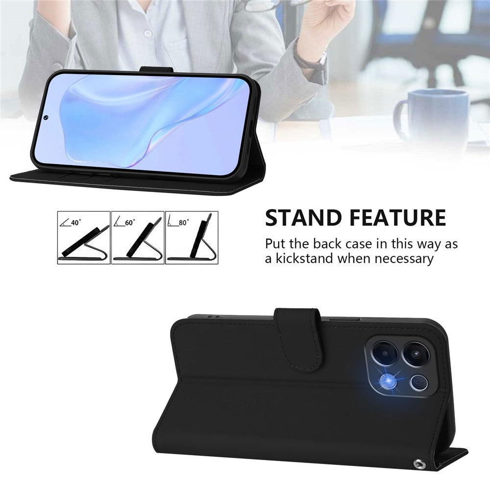 For Oppo K13 5G Case Solid Color Wallet Leather Phone Cover with Strap