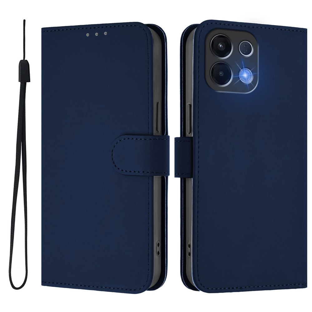 For Oppo K13 5G Case Solid Color Wallet Leather Phone Cover with Strap