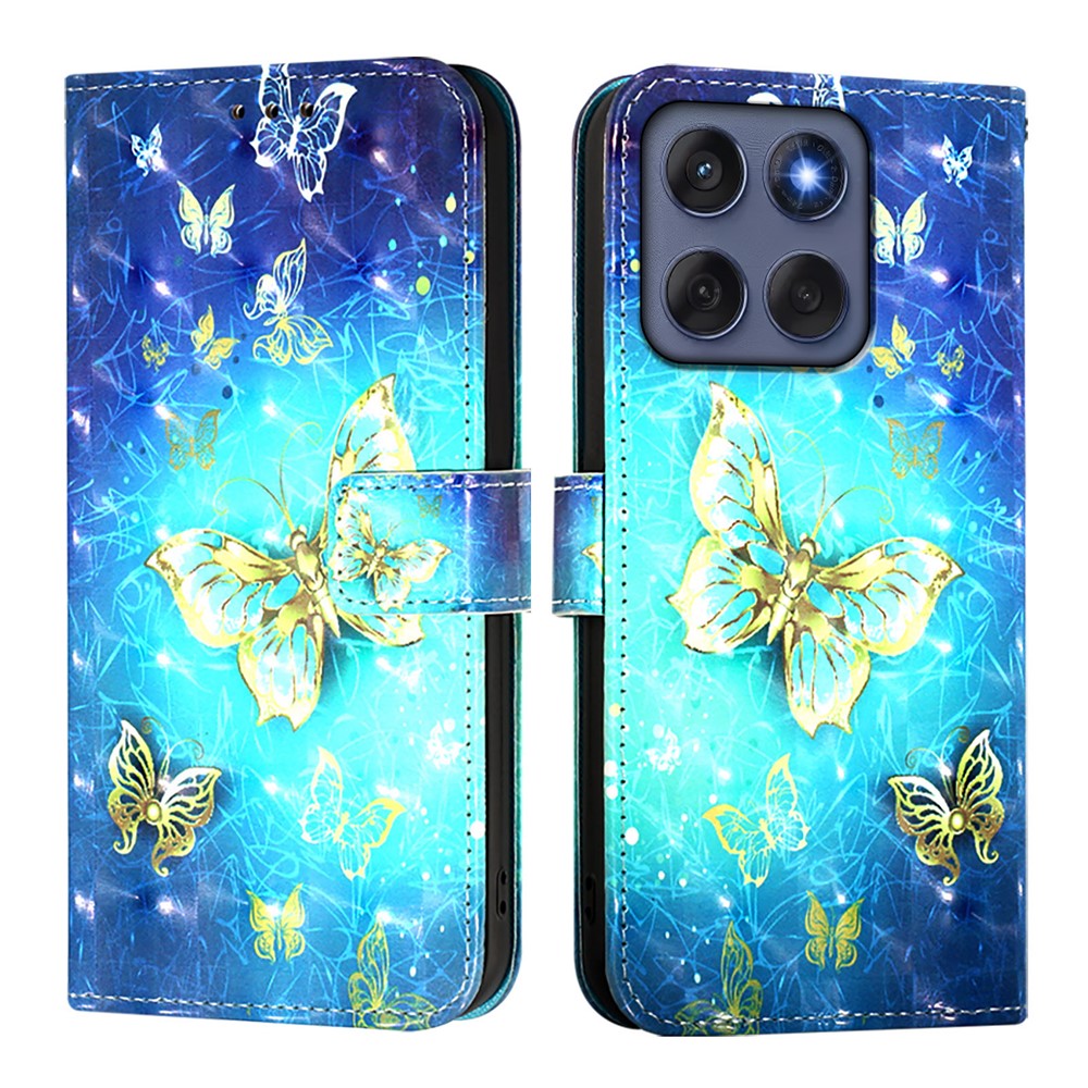 Til Motorola Edge 60 5G / 60 Fusion 5G Læder Cover Mønster Print Pung Stativ Mobilcover med Rem