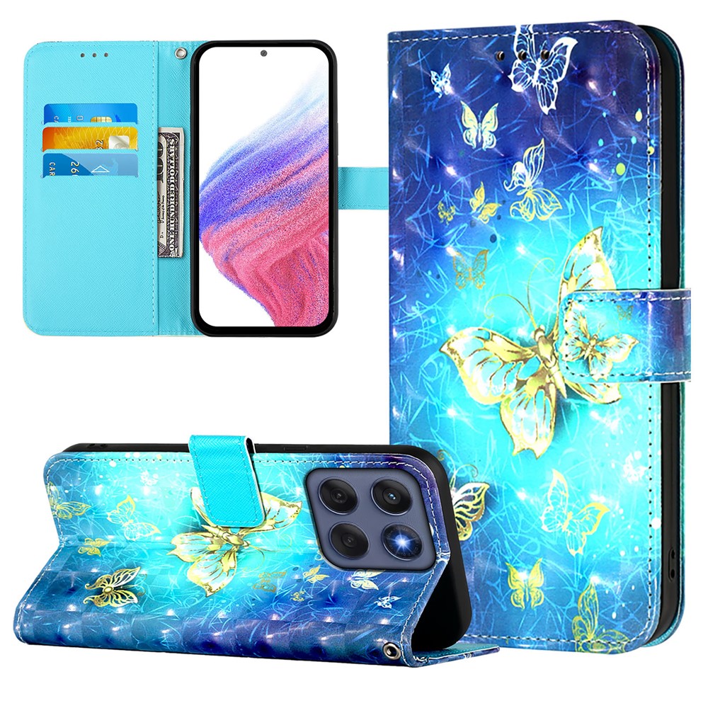 Til Motorola Edge 60 5G / 60 Fusion 5G Læder Cover Mønster Print Pung Stativ Mobilcover med Rem