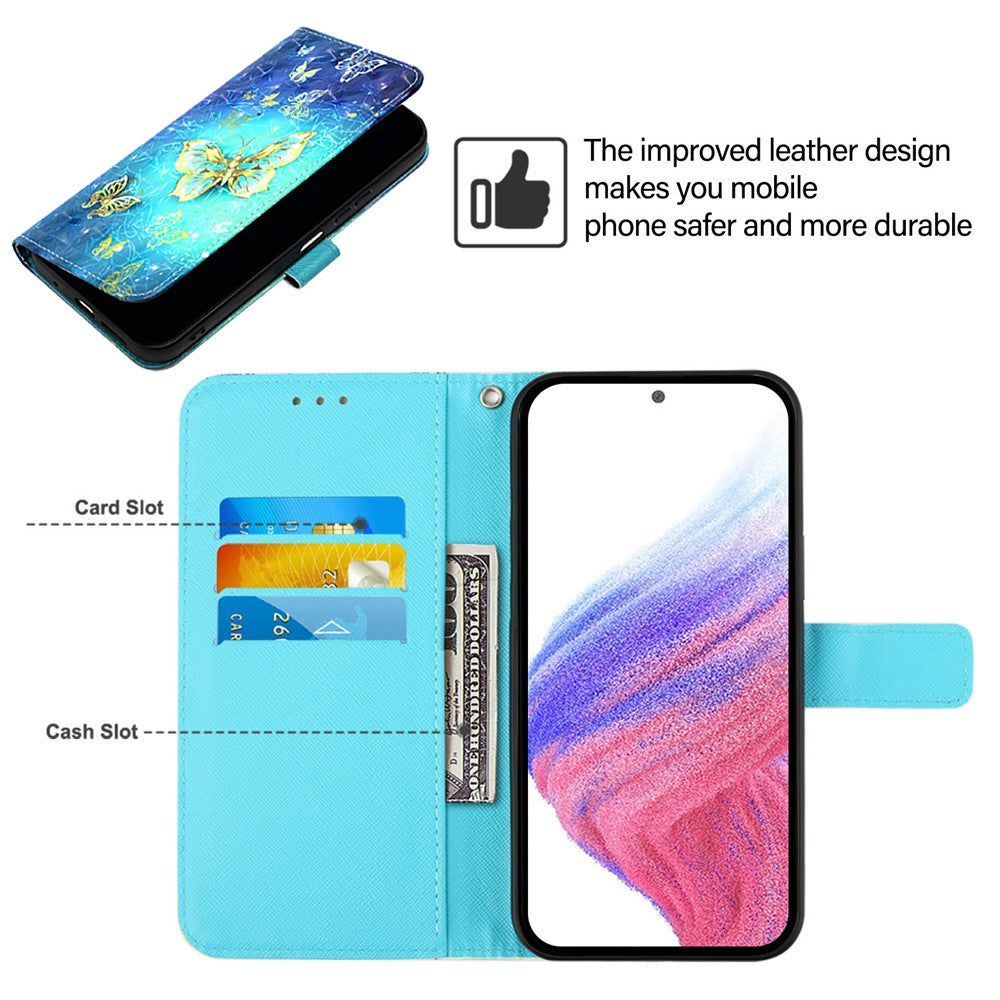 Til Motorola Edge 60 5G / 60 Fusion 5G Læder Cover Mønster Print Pung Stativ Mobilcover med Rem