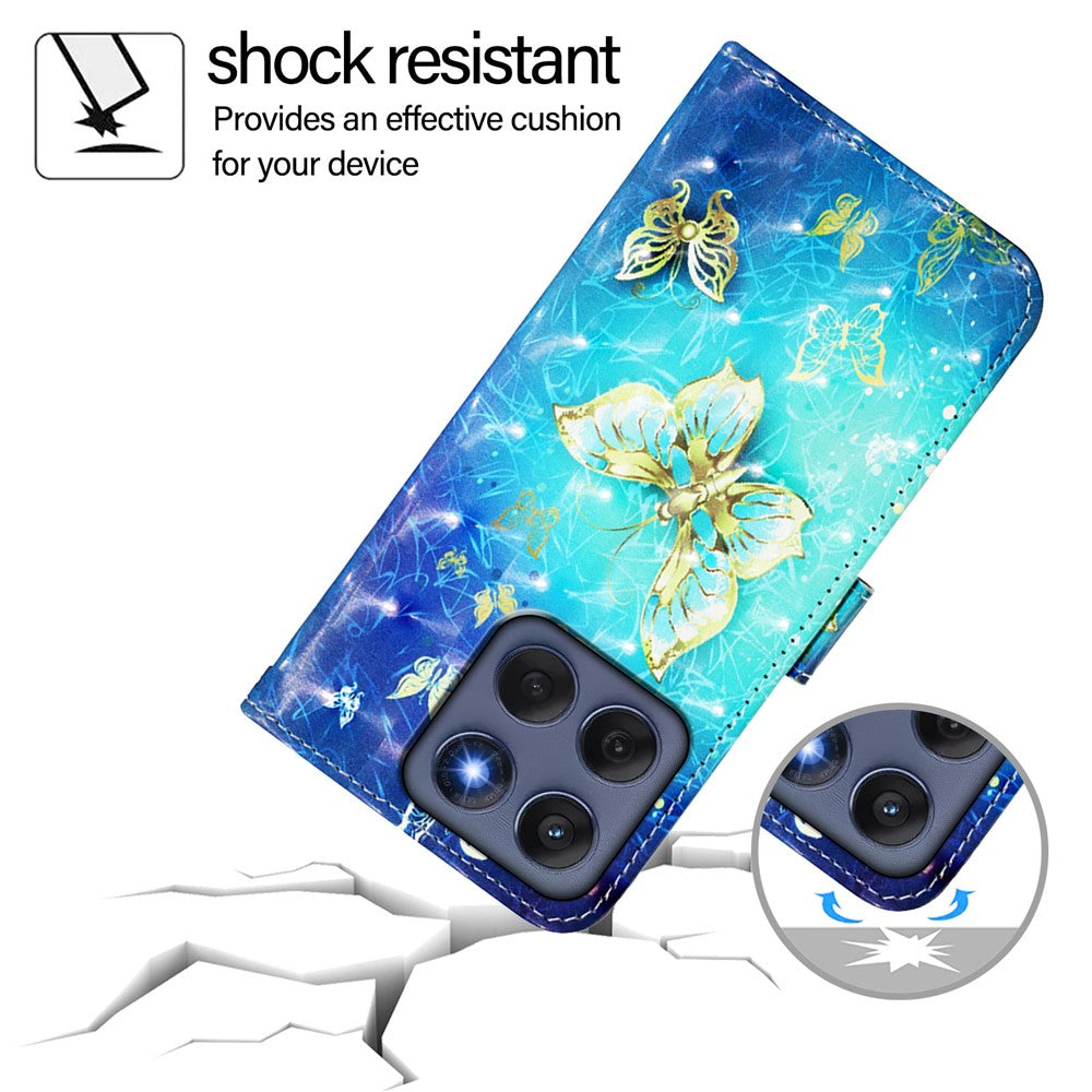 Til Motorola Edge 60 5G / 60 Fusion 5G Læder Cover Mønster Print Pung Stativ Mobilcover med Rem