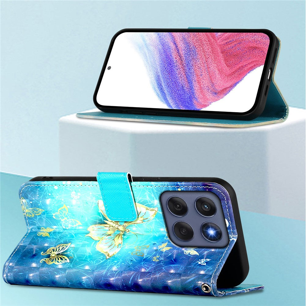 Til Motorola Edge 60 5G / 60 Fusion 5G Læder Cover Mønster Print Pung Stativ Mobilcover med Rem