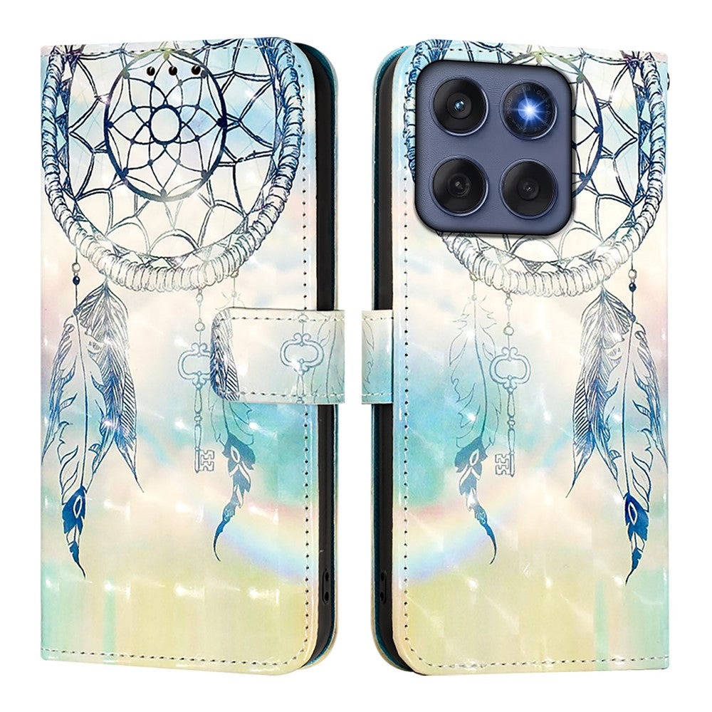 Til Motorola Edge 60 5G / 60 Fusion 5G Læder Cover Mønster Print Pung Stativ Mobilcover med Rem