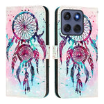 Til Motorola Edge 60 5G / 60 Fusion 5G Læder Cover Mønster Print Pung Stativ Mobilcover med Rem