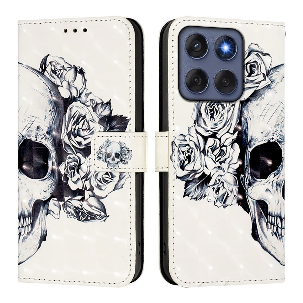Til Motorola Edge 60 5G / 60 Fusion 5G Læder Cover Mønster Print Pung Stativ Mobilcover med Rem