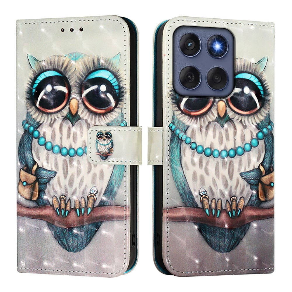 Til Motorola Edge 60 5G / 60 Fusion 5G Læder Cover Mønster Print Pung Stativ Mobilcover med Rem